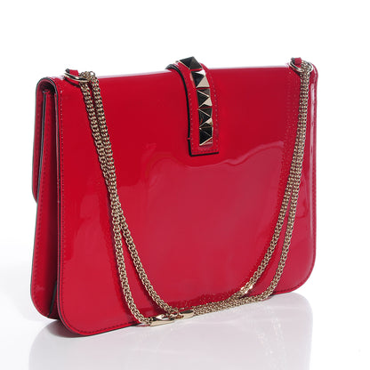 Valentino Garavani Patent Large Glam Lock Rockstud Flap Red 2 of 7