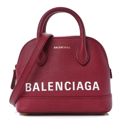 Balenciaga Signature Grained Calfskin Logo XXS Ville Top Handle Bag Rouge Grenat White 1 of 16
