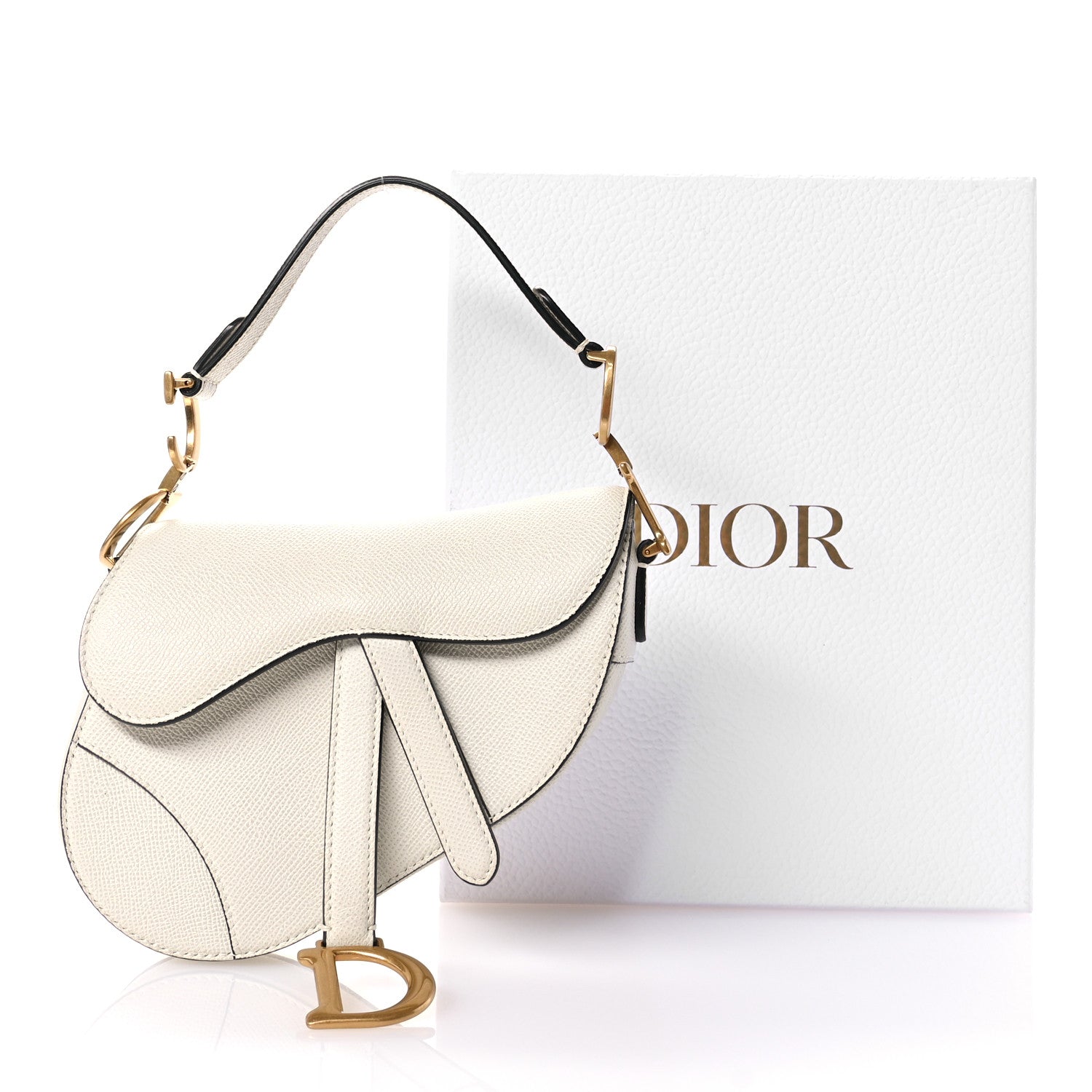 Christian Dior Grained Calfskin Mini Saddle Bag White 11 of 11