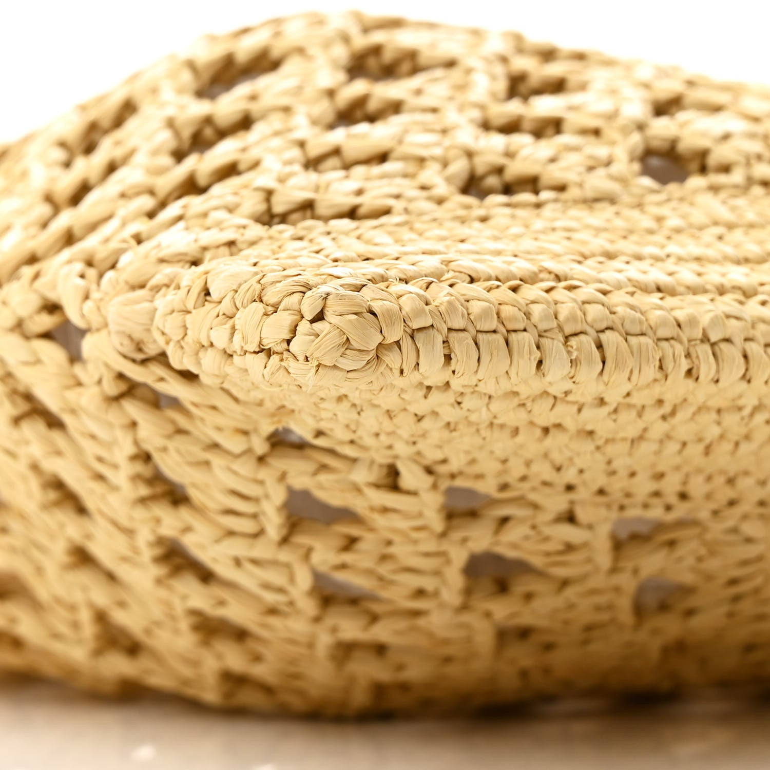 Prada Yarn Raffia Effect Embroidered Logo Tote Naturale 8 of 9