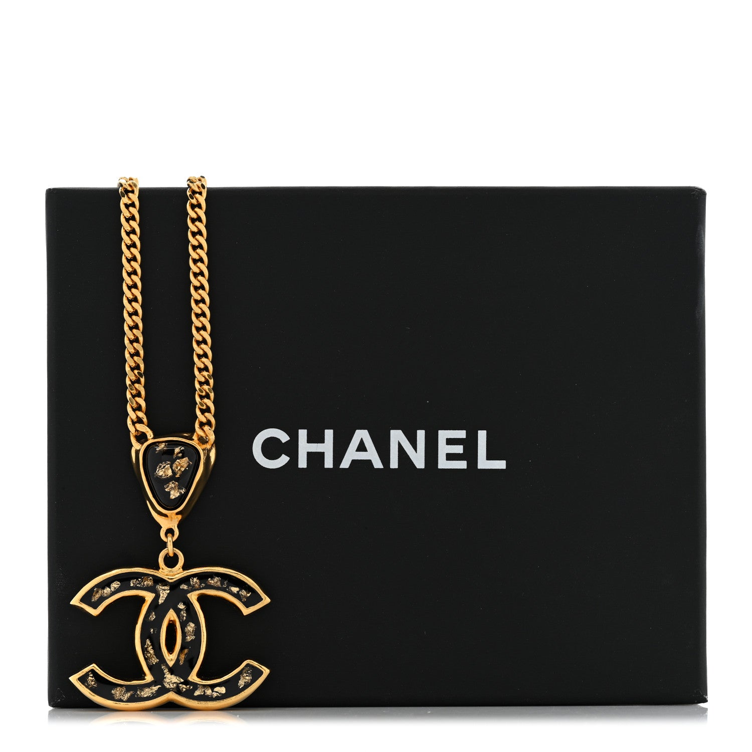 Chanel Resin CC Necklace Gold Black 7 of 7