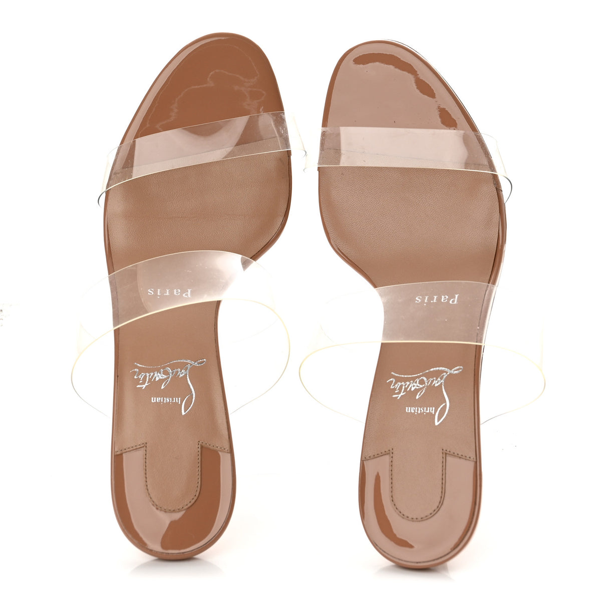 Christian Louboutin Patent PVC Just Nothing 55mm Slide Sandals 39 Nude 2 of 8