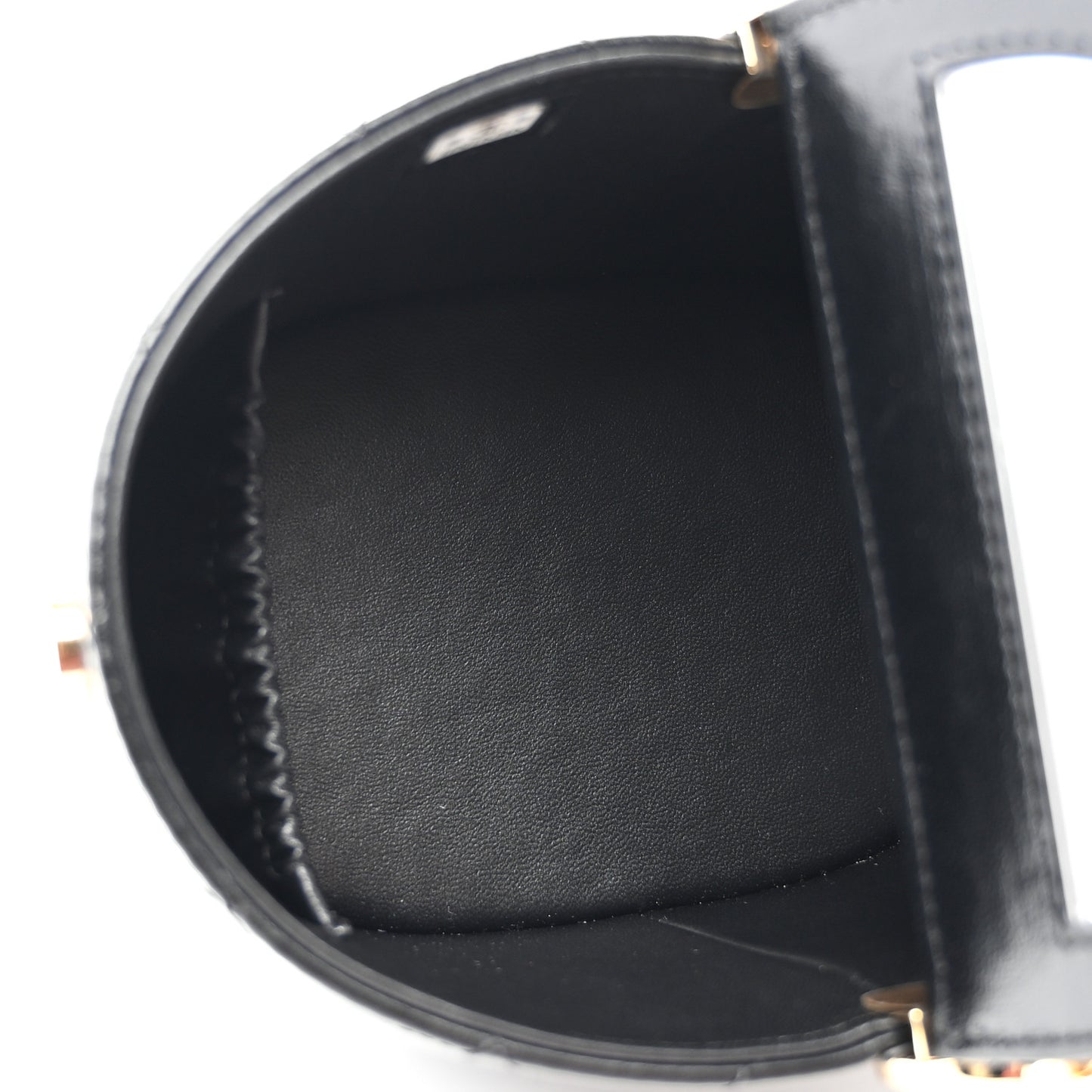 Lambskin Quilted Chain Top Handle Vanity With Chain  Black