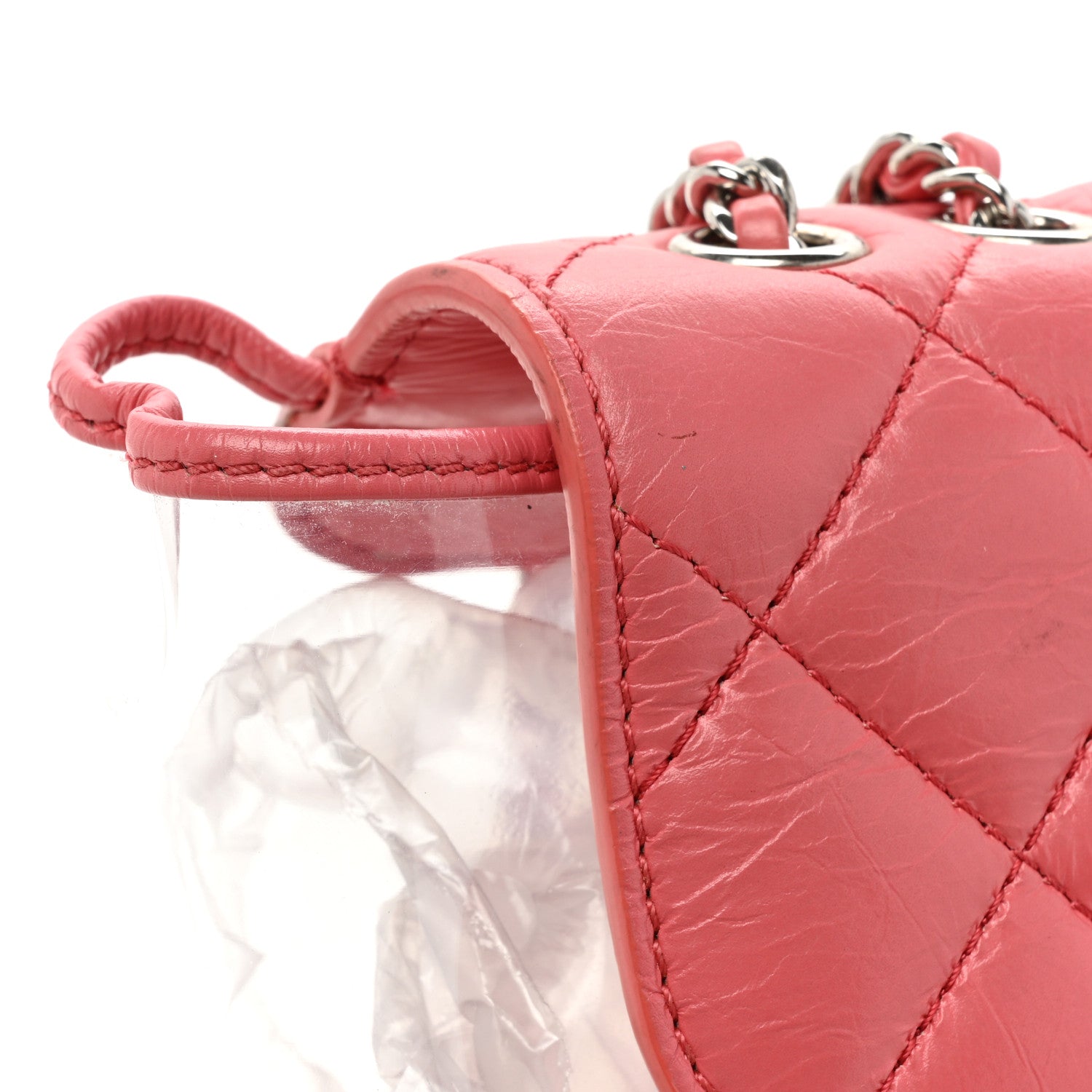 Chanel Crumpled Calfskin PVC Quilted Flap Pink 18 of 20