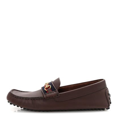 Gucci Soft Clove Calfskin Web Mens Horsebit Driver Loafers 7.5 Cocoa 1 of 10