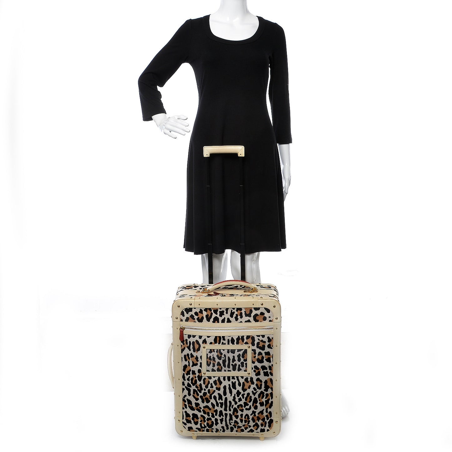 Calf Hair Leopard Print Rolling Luggage