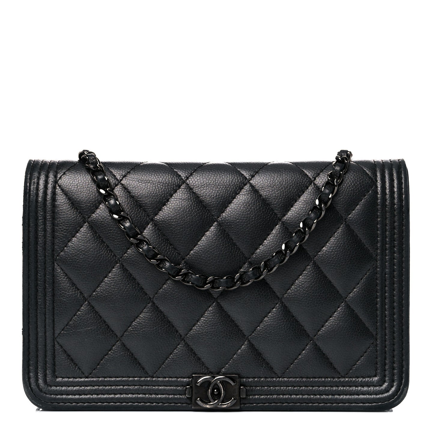 Caviar Quilted Boy Wallet On Chain WOC So Black