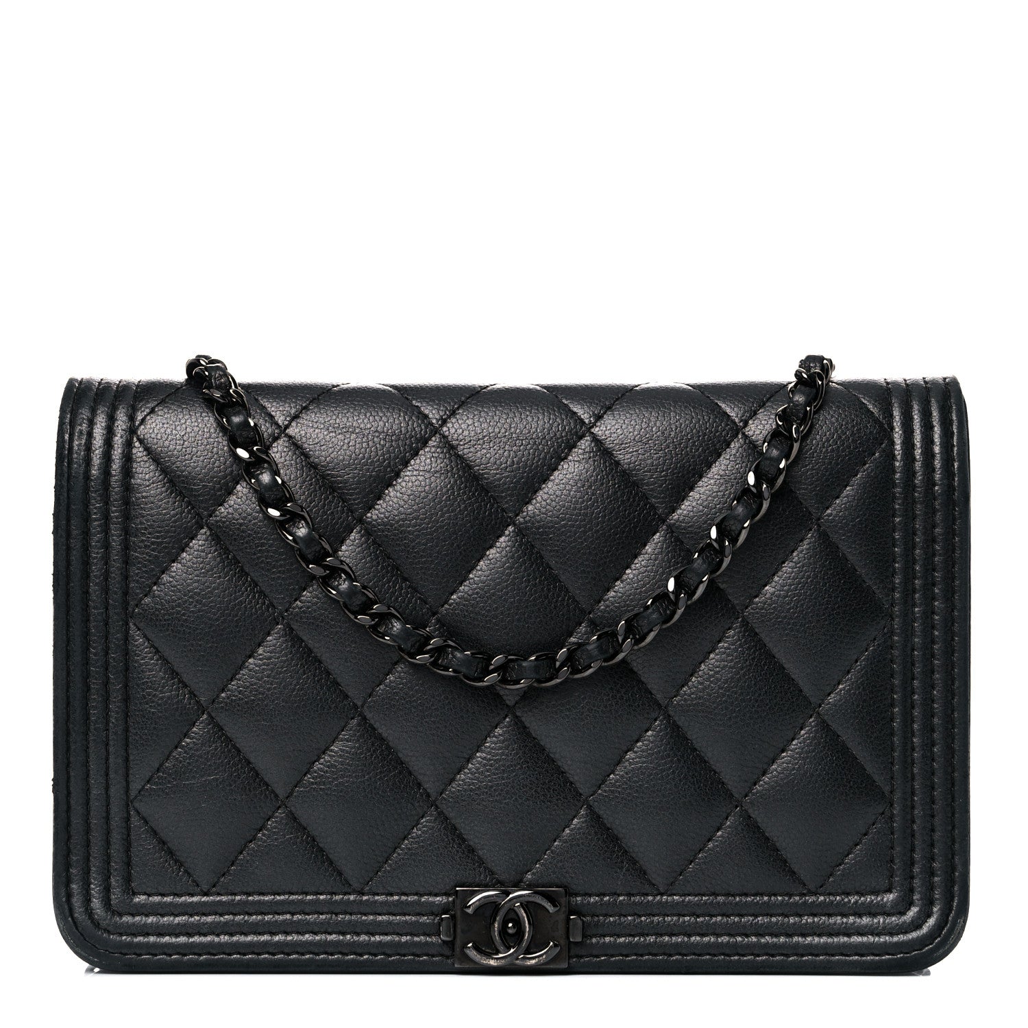 Chanel Caviar Quilted Boy Wallet On Chain WOC So Black 1 of 22