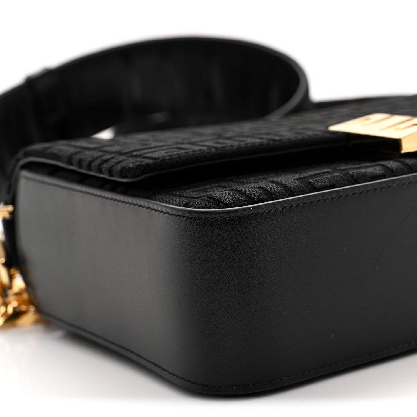 Canvas Woven Embroidered Medium 4G Bag With Chain Black