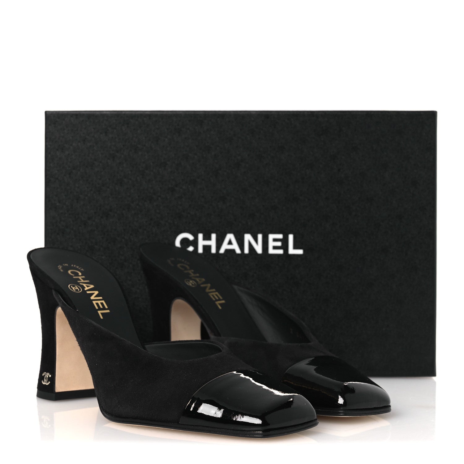 Chanel Suede Kidskin Patent Calfskin Mules 40 Black 11 of 11