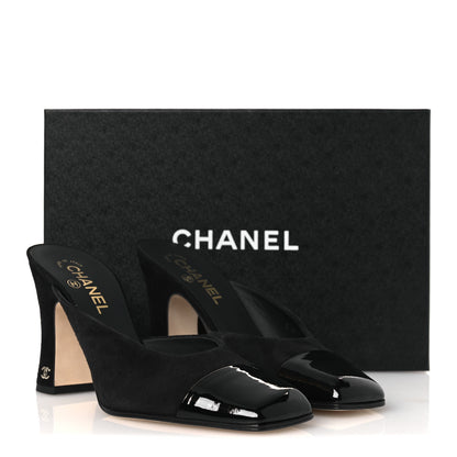 Chanel Suede Kidskin Patent Calfskin Mules 40 Black 11 of 11