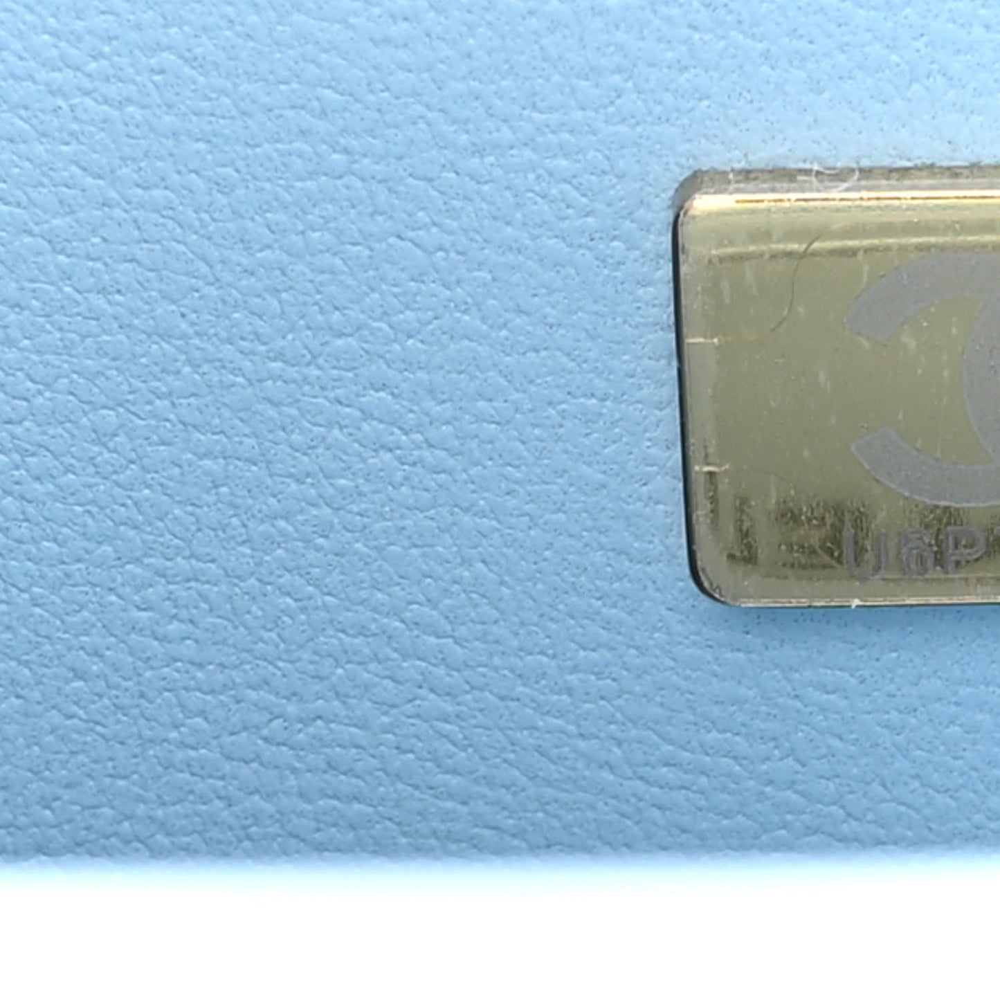 Lambskin Quilted Bi-Color Mini Top Handle Rectangular Flap Navy Blue Light Blue