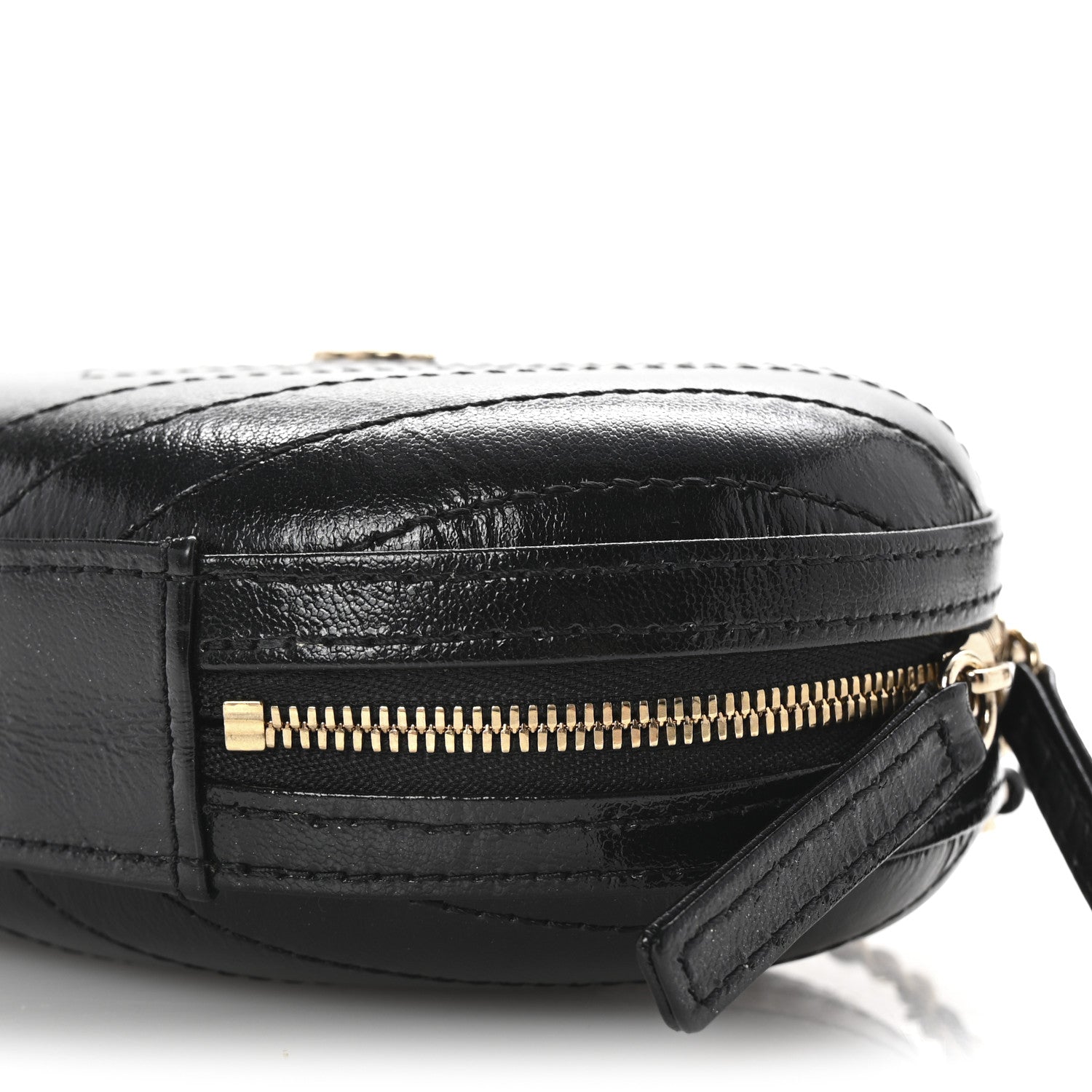 Chanel Calfskin Chevron Stitched Evening Bag Black 10 of 10