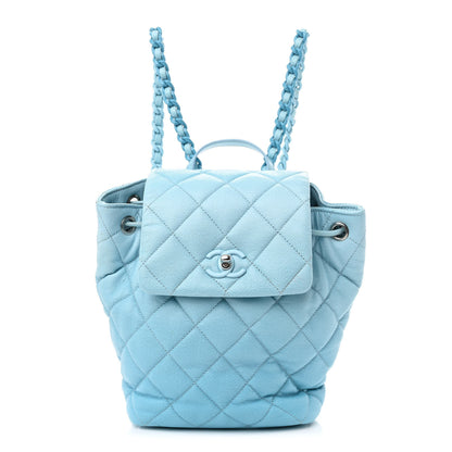 Chanel Shaded Caviar Quilted Lacquered CC My Everything Drawstring Backpack Blue Light Blue 1 of 10