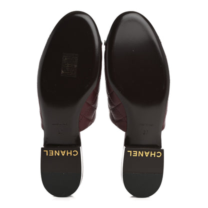 Chanel Lambskin Quilted CC Chain Mules 37 Burgundy Black 6 of 10