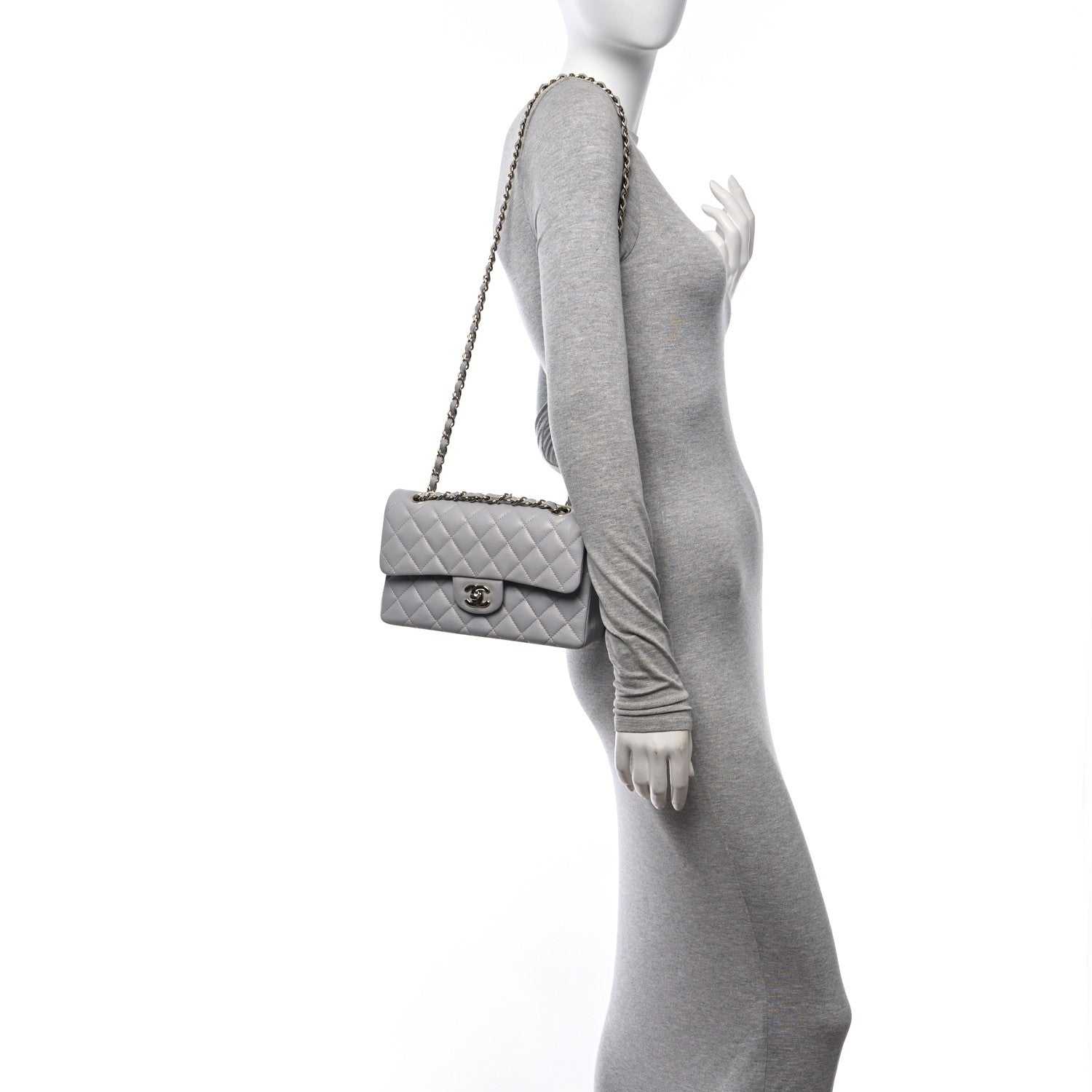 Chanel Caviar Quilted Small Double Flap Grey 2 of 12