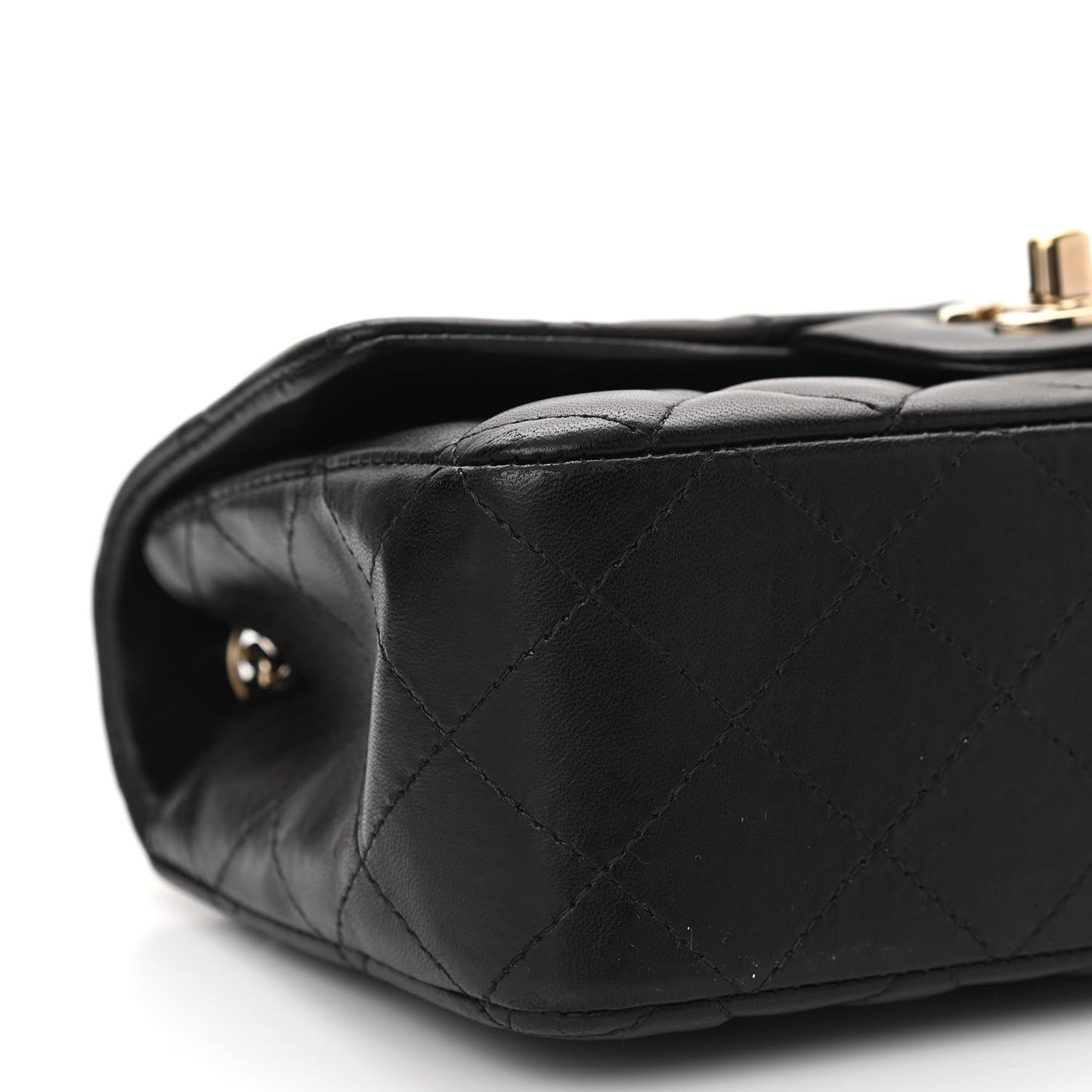 Lambskin Quilted Mini Rectangular Flap Black