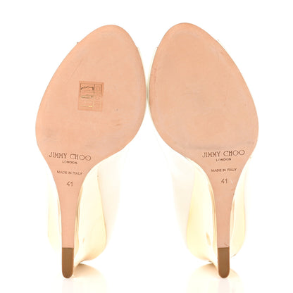 Jimmy Choo Patent Peep Toe Wedge Pumps 41 White Gold 5 of 8