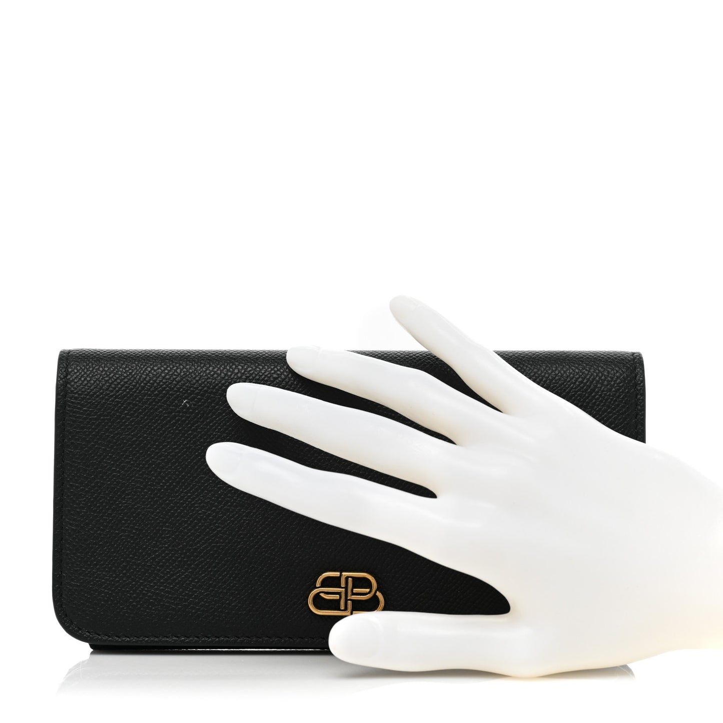 Grained Calfskin BB Thin Money Wallet Black