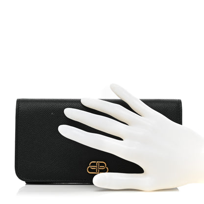 Balenciaga Grained Calfskin BB Thin Money Wallet Black 2 of 14