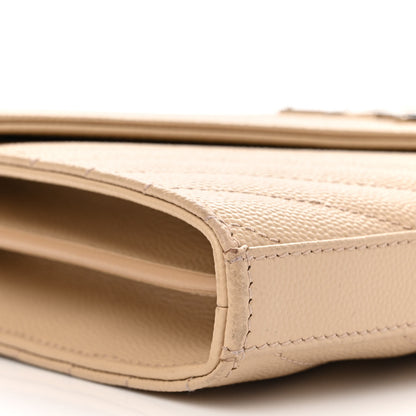 Saint Laurent Grain De Poudre Matelasse Chevron Monogram Chain Wallet Nude Powder 9 of 12