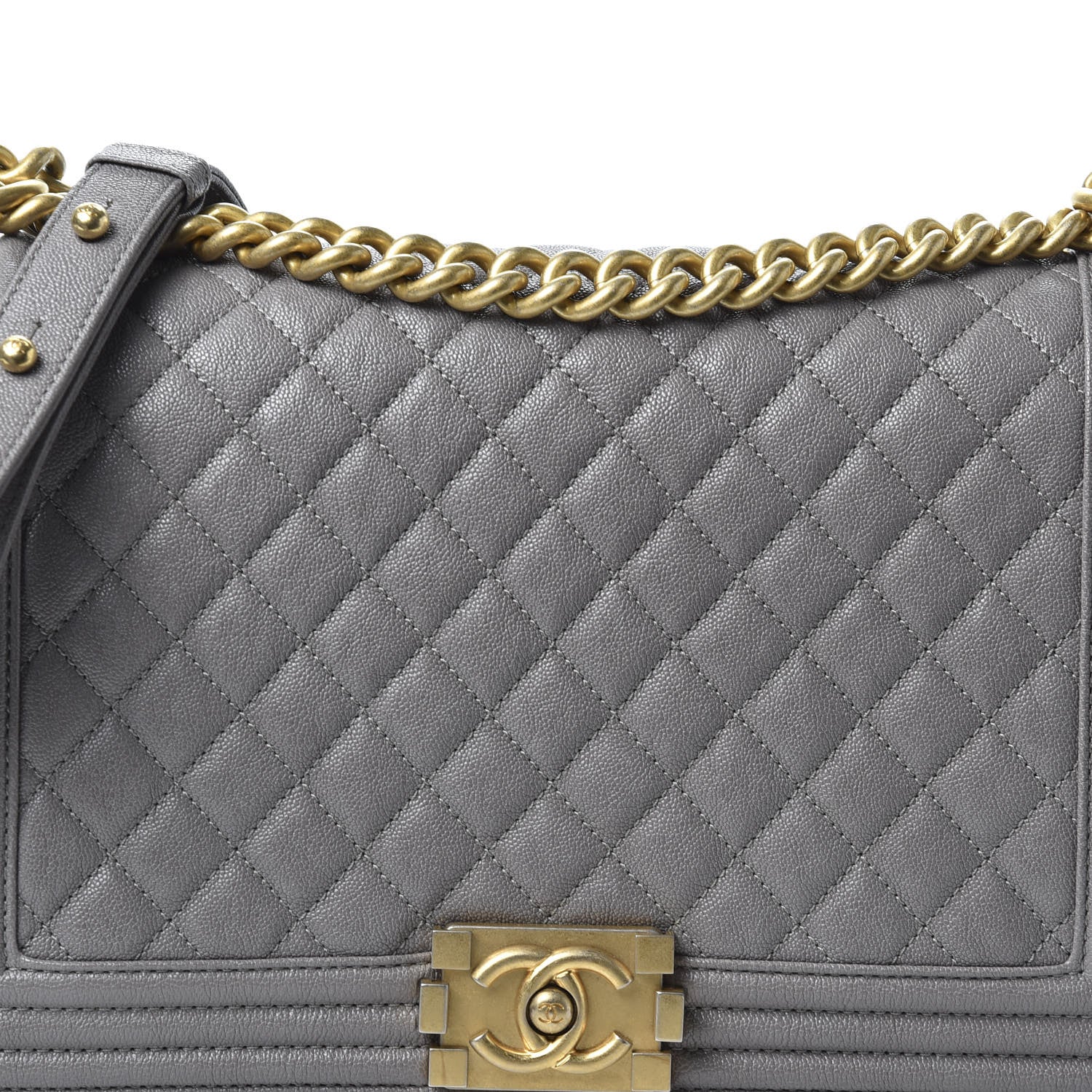 Chanel Caviar Quilted New Medium Boy Flap Grey 9 of 9