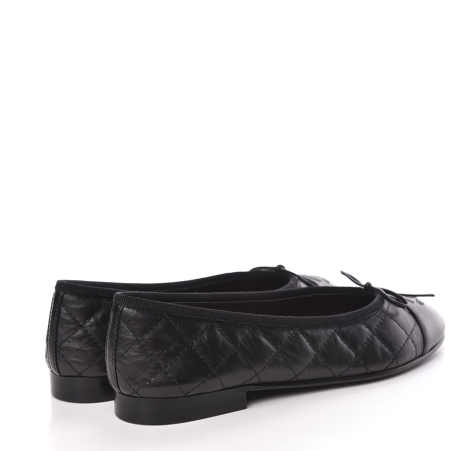 Chanel Aged Calfskin Quilted Cap Toe Ballerina Flats 37 Black 4 of 9