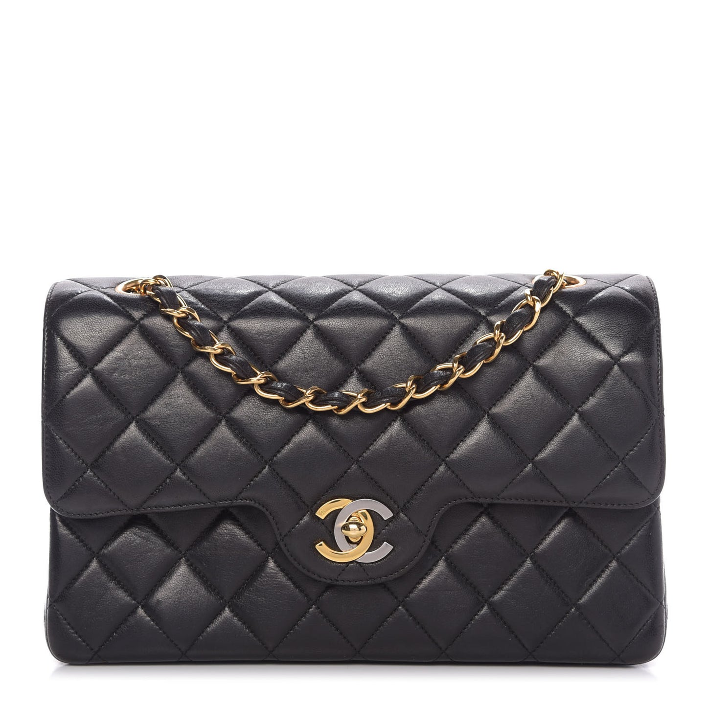 Lambskin Quilted Small Double Flap Black
