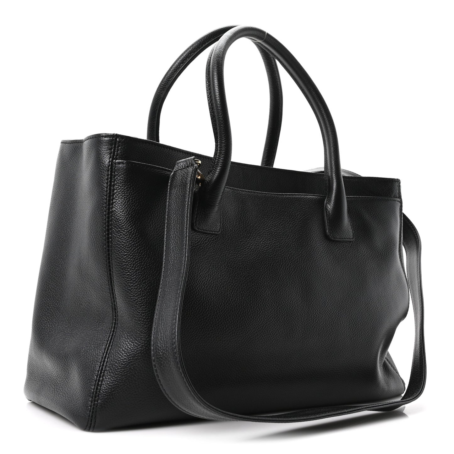 Calfskin Cerf Executive Shopper Tote Black