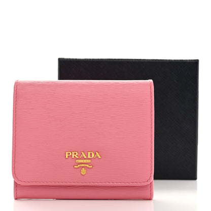 Prada Vitello Move Tri-Fold Compact Wallet Geranio 8 of 8