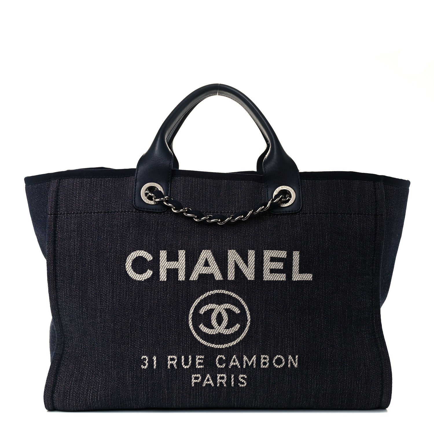 Chanel Denim Medium Deauville Tote Dark Blue 1 of 10