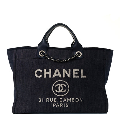 Chanel Denim Medium Deauville Tote Dark Blue 1 of 10