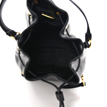 Prada Glace Calfskin Embossed Secchiello Bucket Bag Black 5 of 11