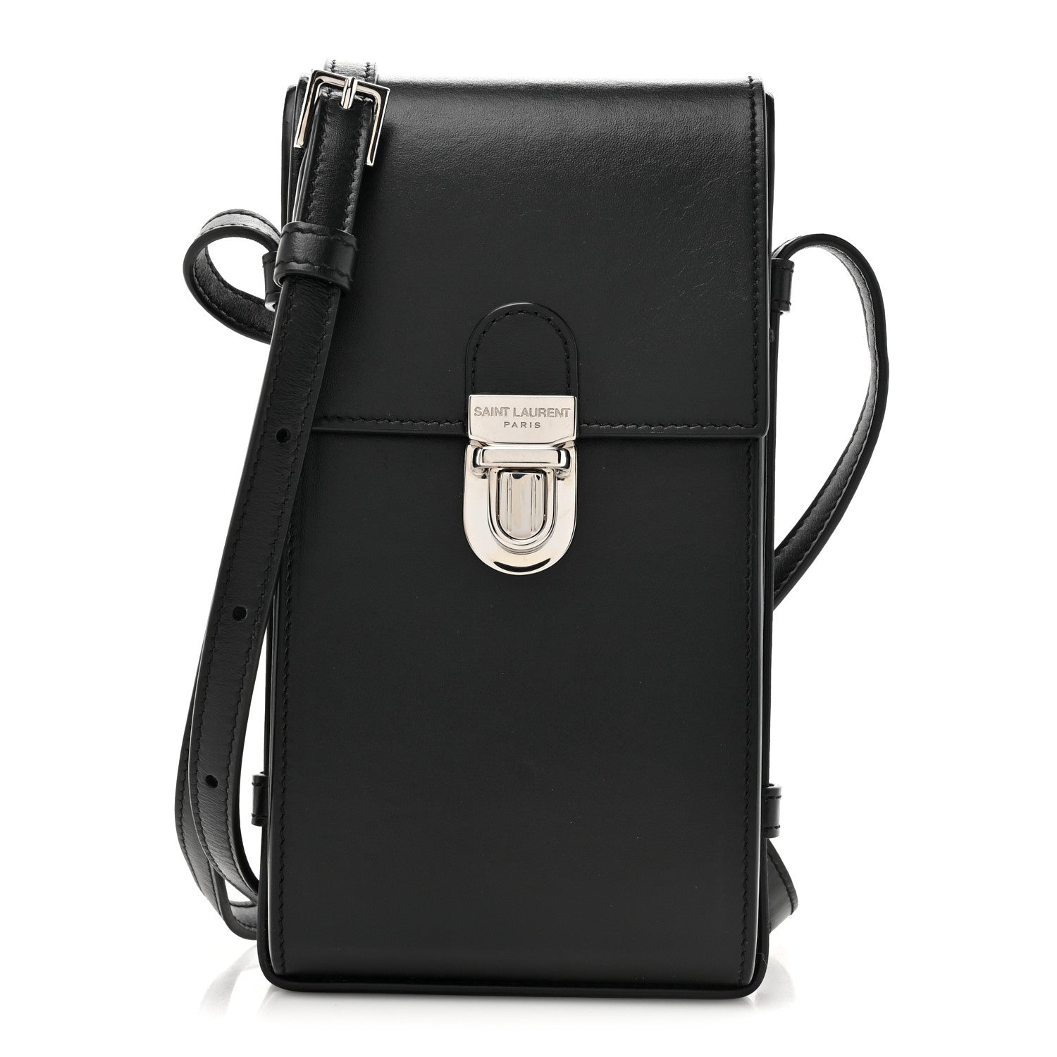 Saint Laurent Calfskin Phone Holder Crossbody Black 1 of 10