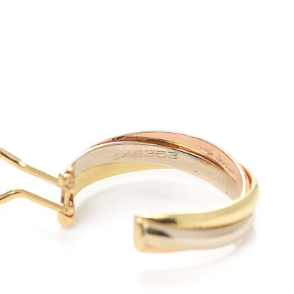 Cartier 18K Pink Yellow White Gold 5mm Trinity Hoop Clip-On Earrings 4 of 5
