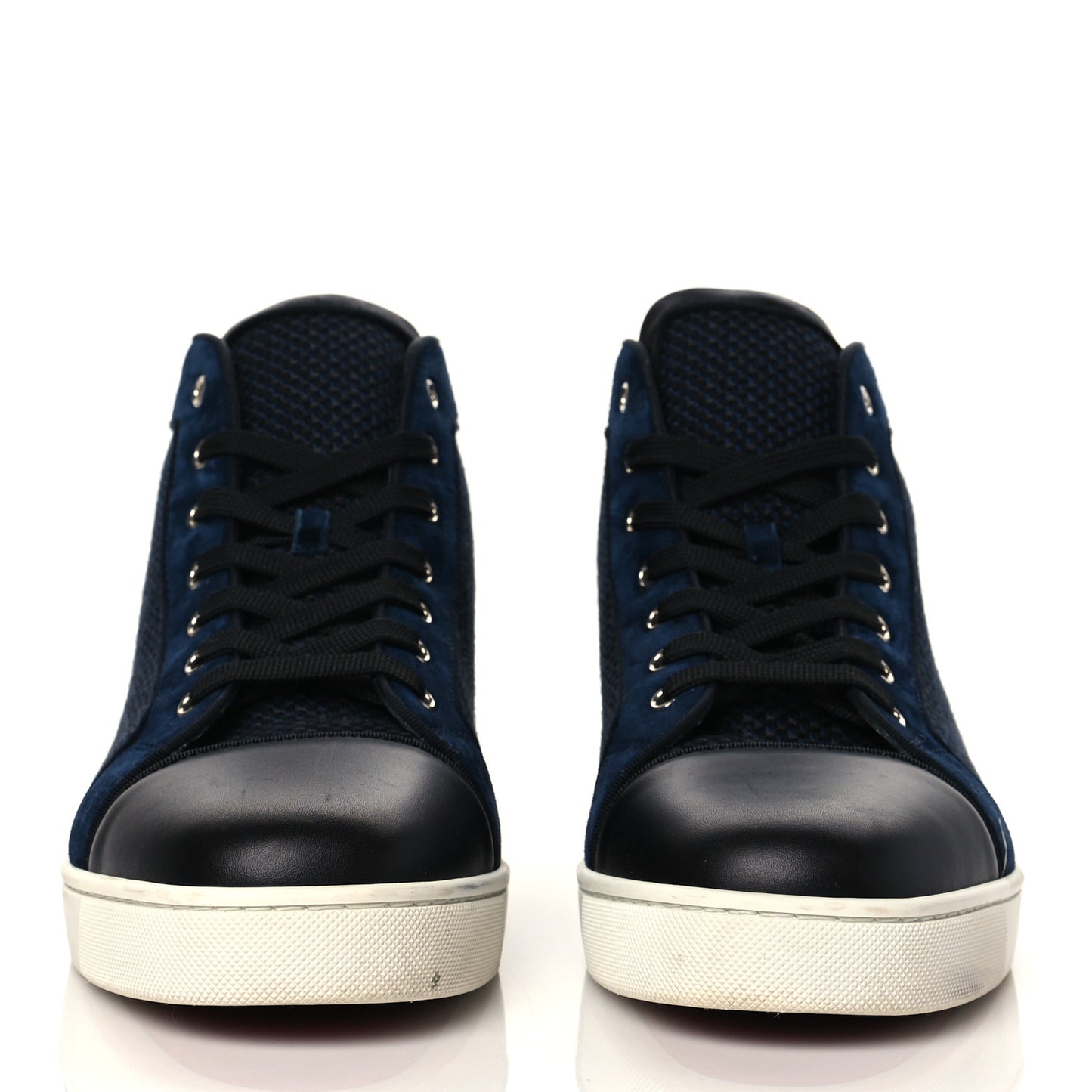 Calfskin Suede Mens Lou Flat Sneakers 45 Navy