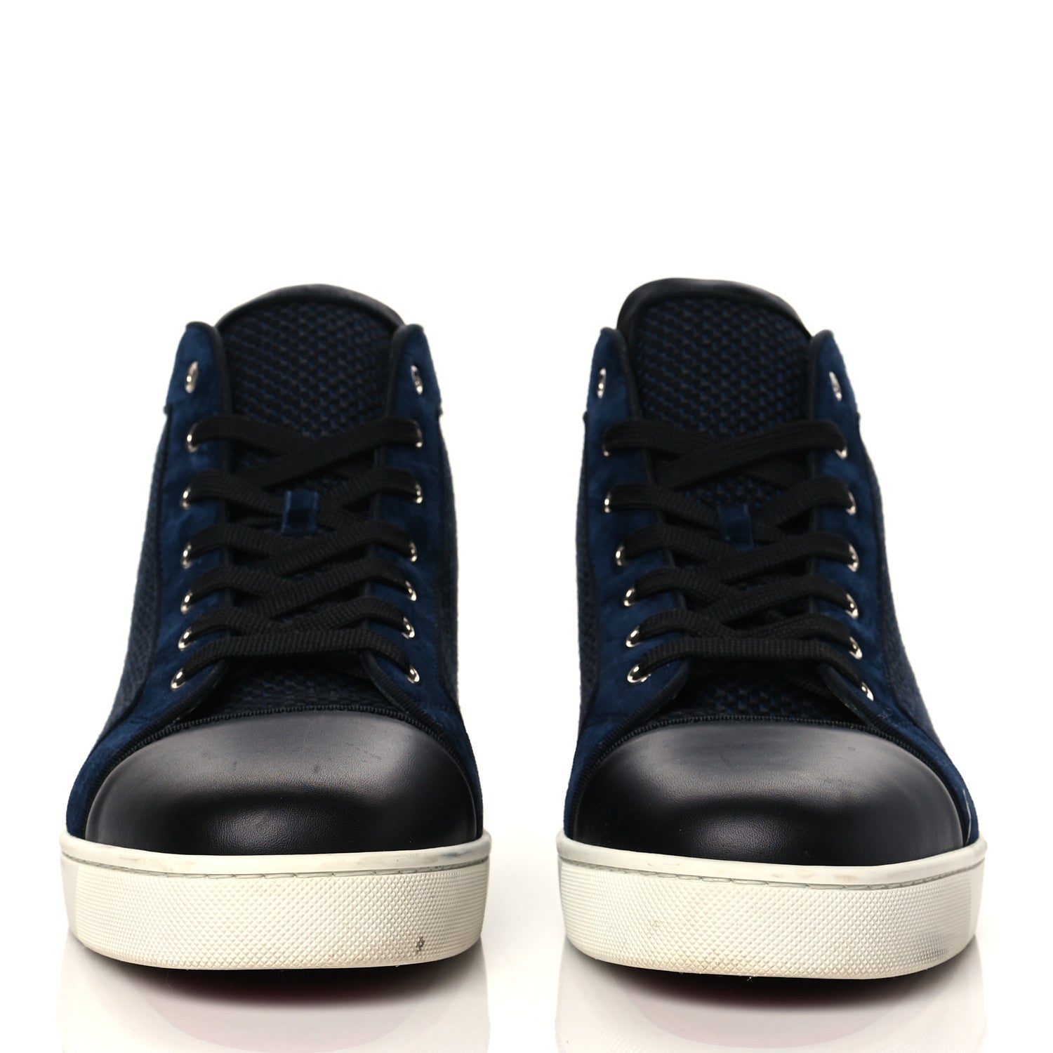 Christian Louboutin Calfskin Suede Mens Lou Flat Sneakers 45 Navy 2 of 10