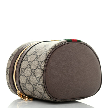 Gucci GG Supreme Monogram Textured Calfskin Web Ophidia Vanity Cosmetic Case Beige Ebony New Acero 4 of 8