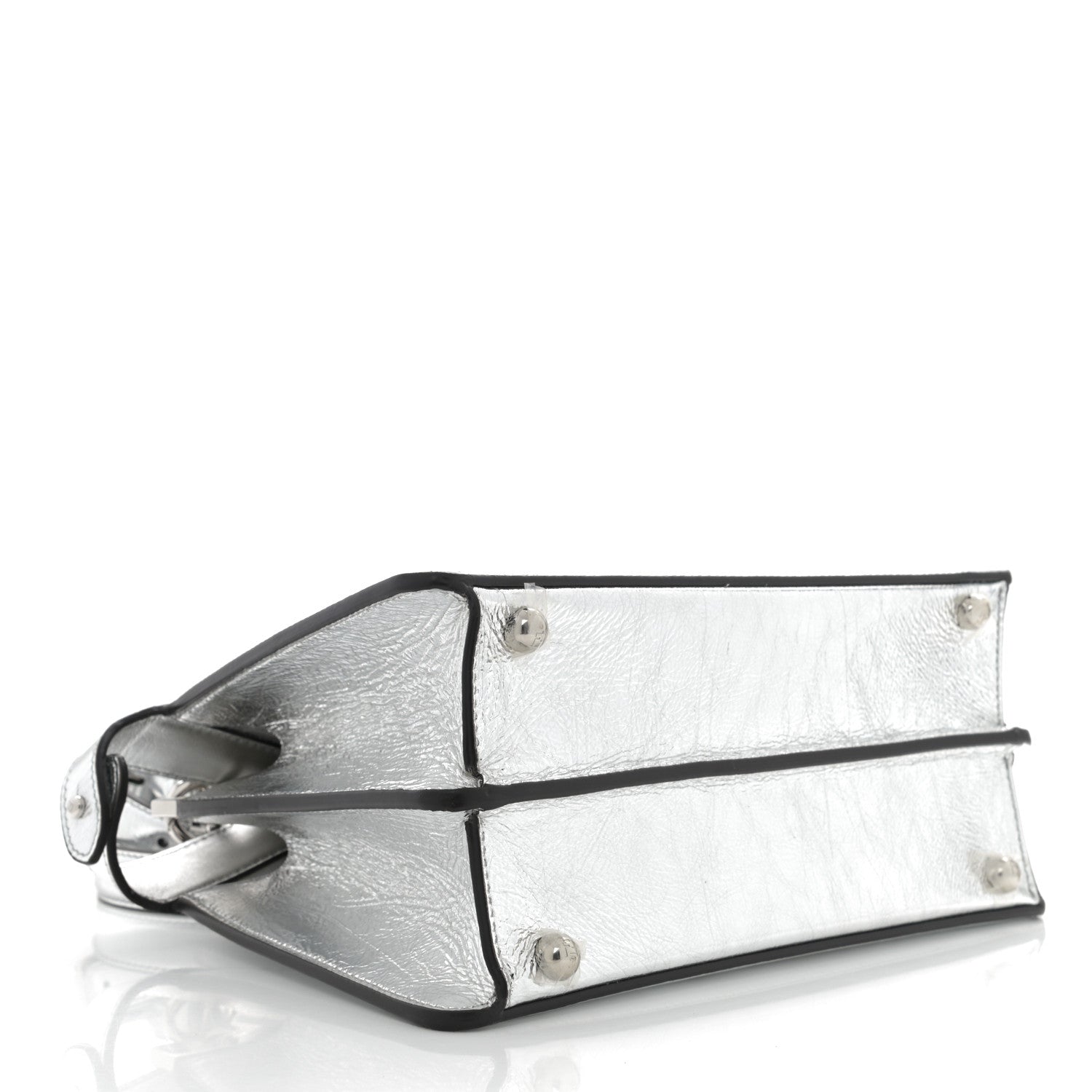 Fendi Rock Millenium Laminata Small Peekaboo I SEE U Satchel Argento 4 of 13