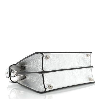 Fendi Rock Millenium Laminata Small Peekaboo I SEE U Satchel Argento 4 of 13