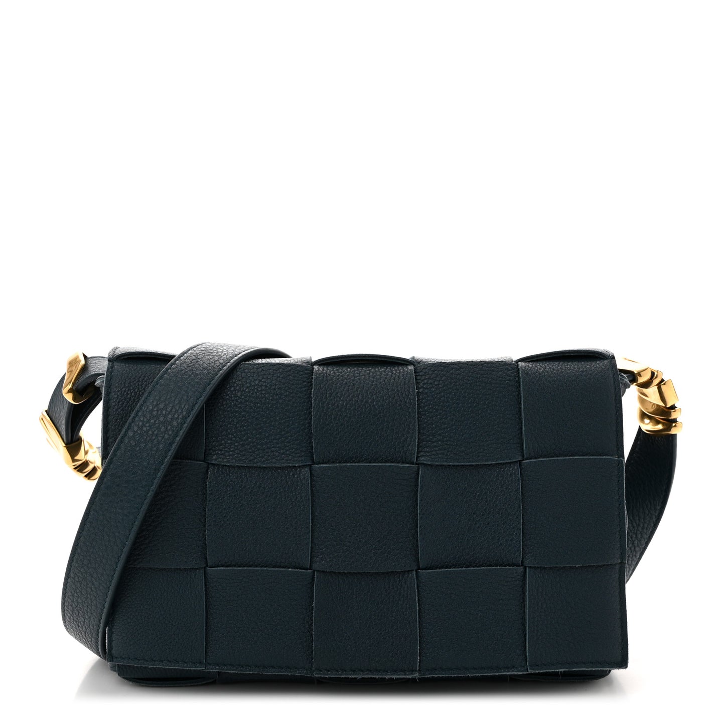 Grained Calfskin Maxi Intrecciato Cassette Crossbody Bag Deep Blue