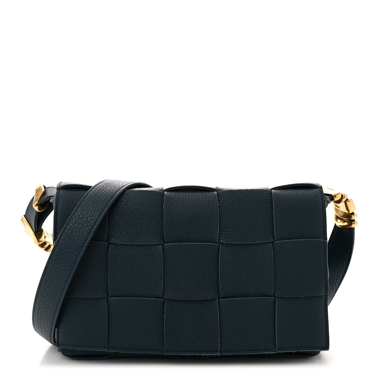 Bottega Veneta Grained Calfskin Maxi Intrecciato Cassette Crossbody Bag Deep Blue 1 of 10