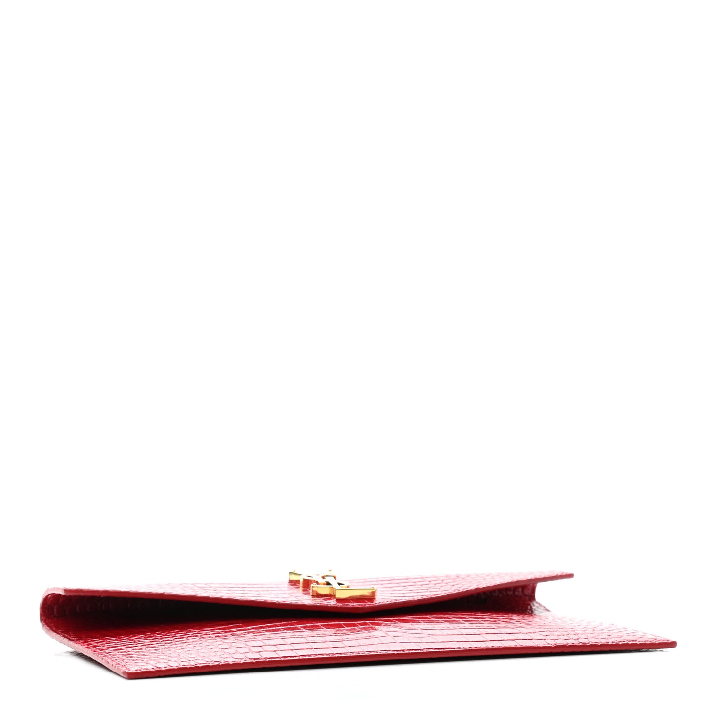 Calfskin Crocodile Embossed Uptown Monogram Clutch Rouge Eros