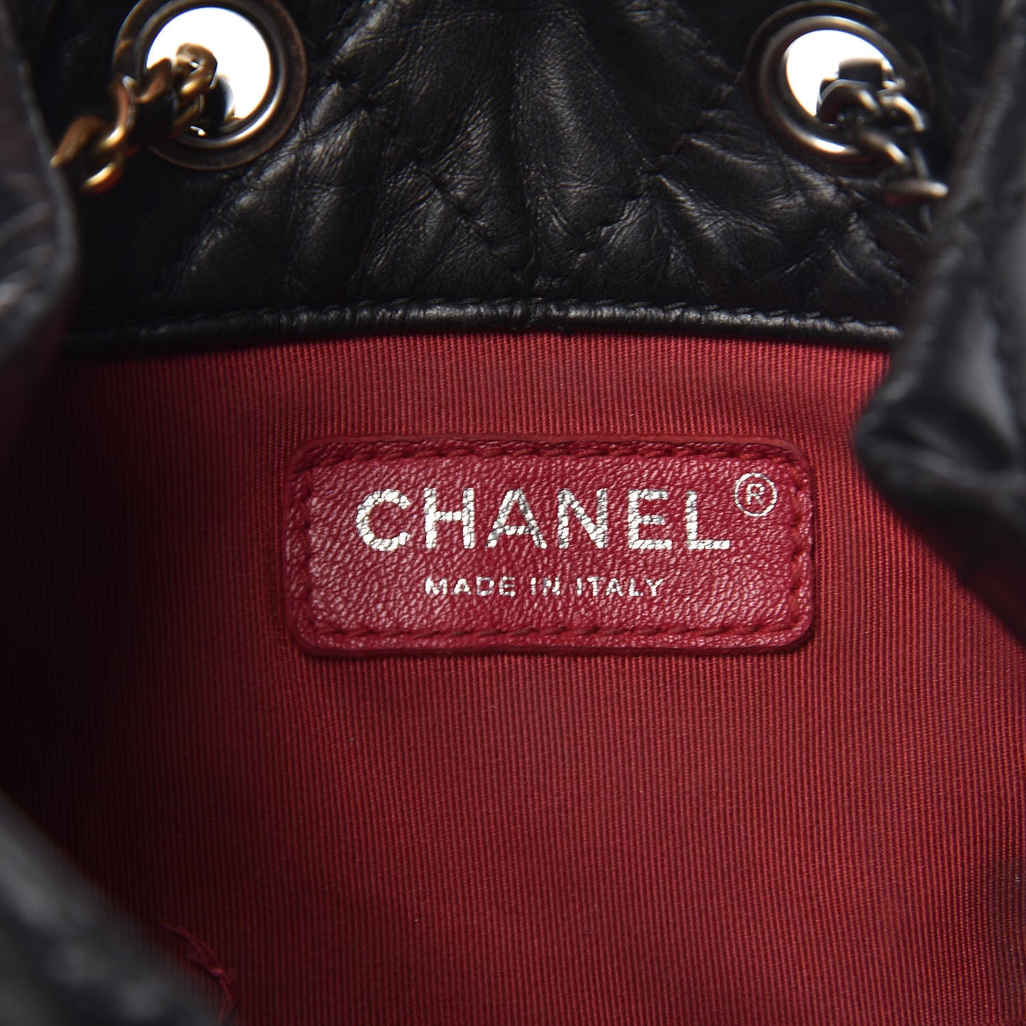 Aged Calfskin Quilted Gabrielle Backpack Black
