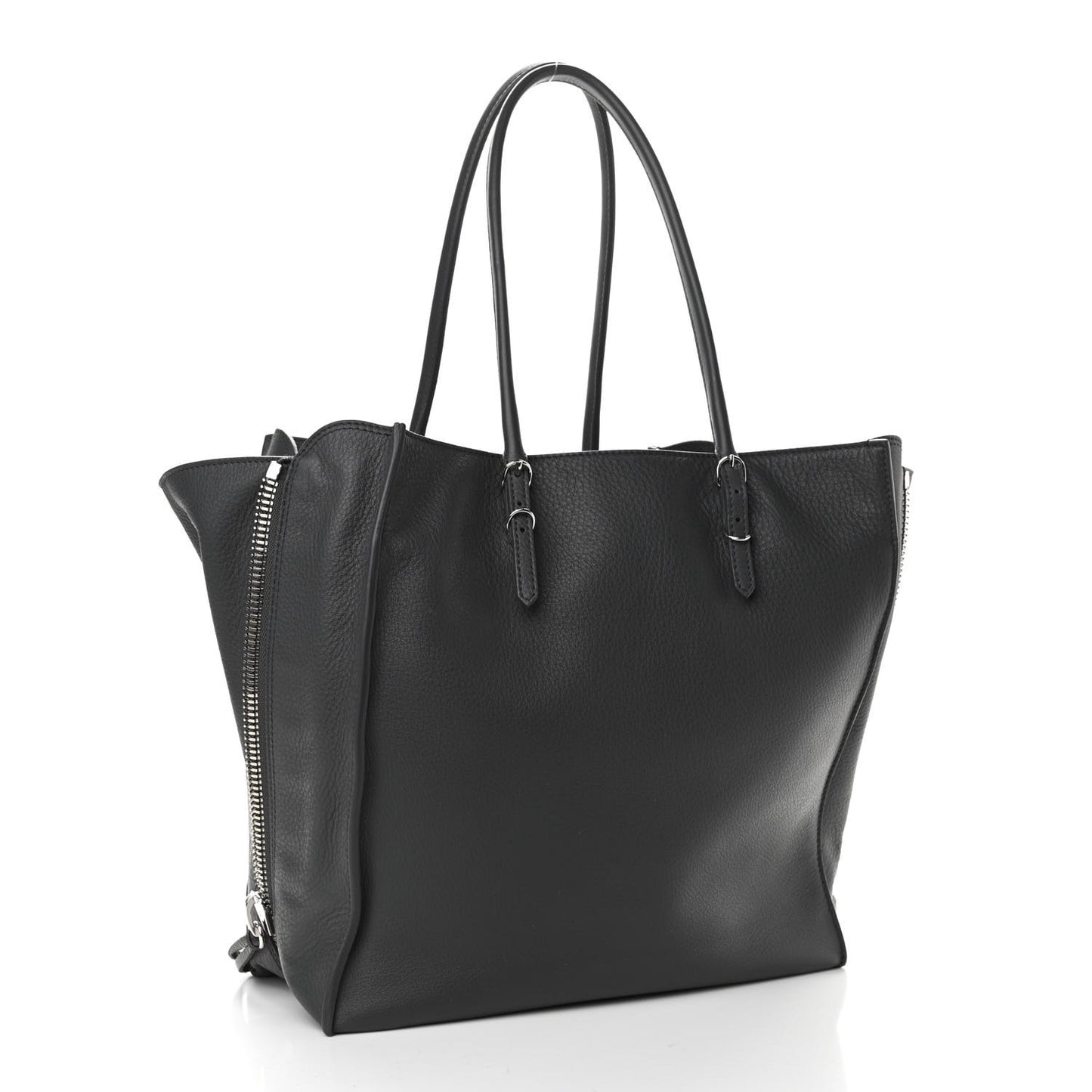 Veau Papier A5 Zip Around Tote Gris Fossile