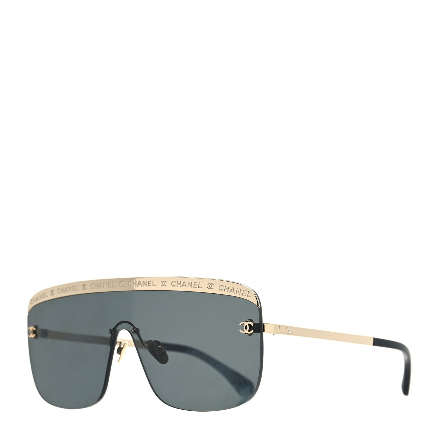 Metal Shield Sunglasses Gold Grey