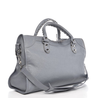 Louis Vuitton BALENCIAGA Chevre Silver Metallic Edge City Blue Acier 3 of 7