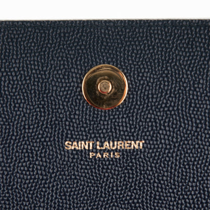 Saint Laurent Grain De Poudre Classic Monogram Clutch Navy 6 of 6