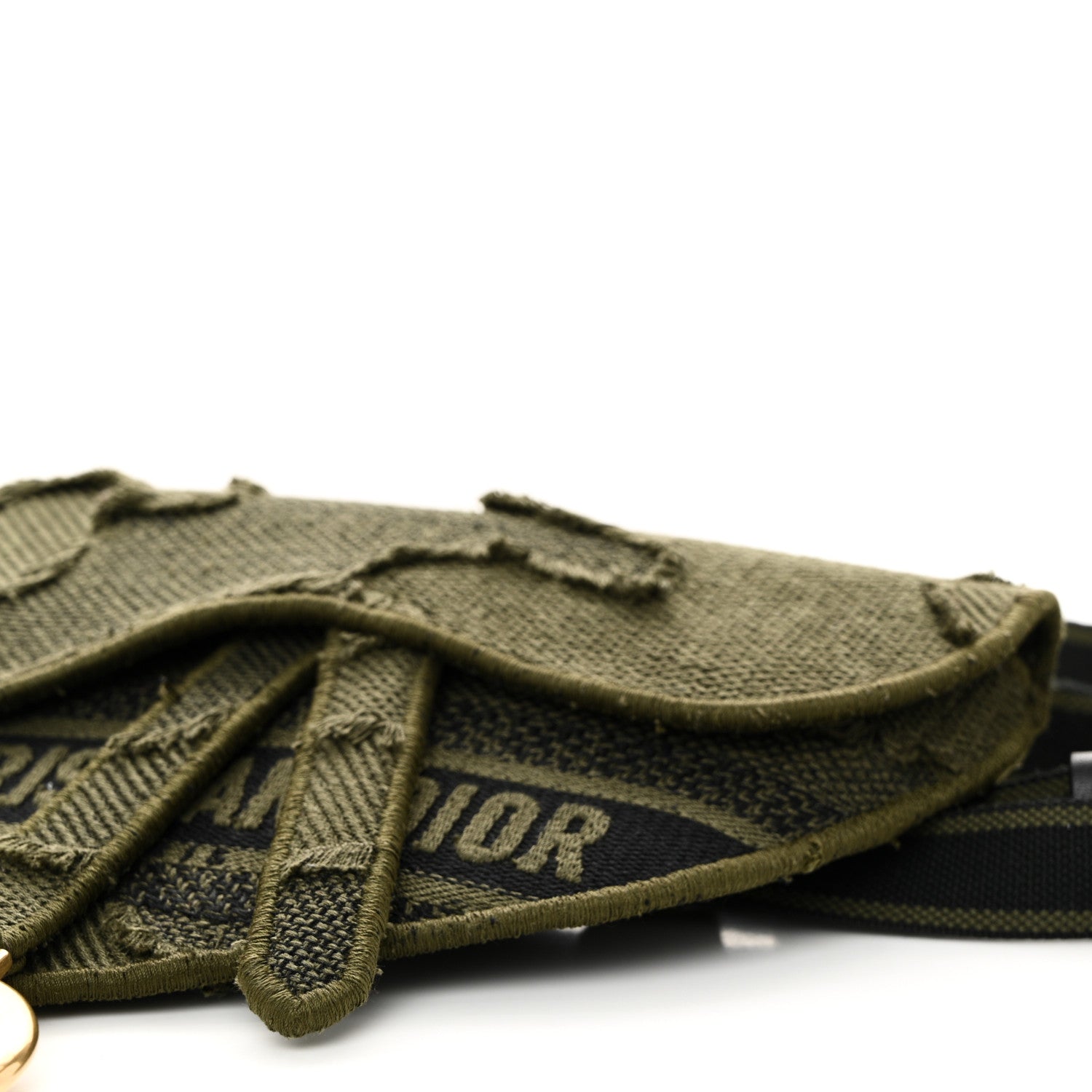Christian Dior Canvas Embroidered Camouflage Saddle Belt Bag Green 10 of 10
