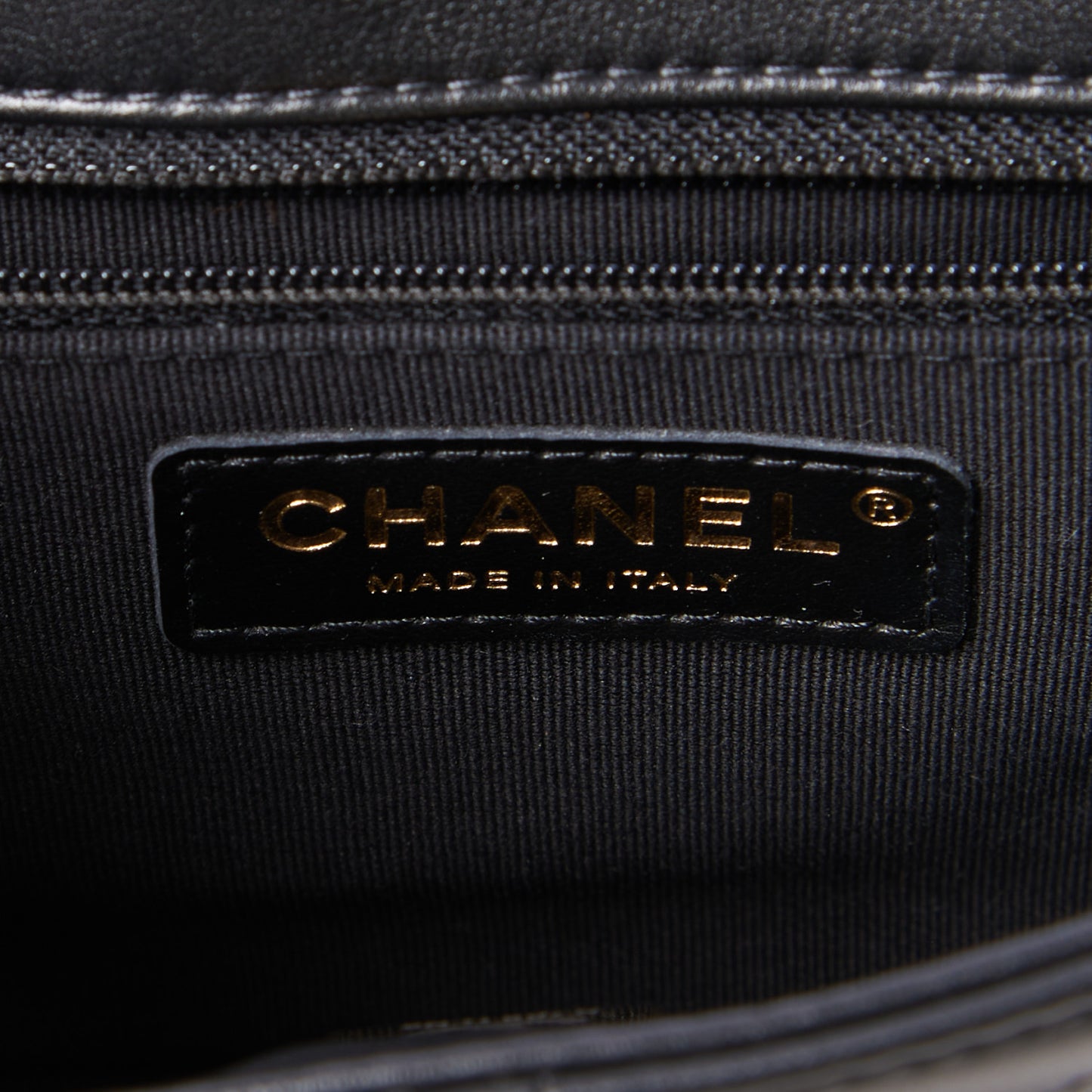 Calfskin Stitched Chain Flap Black